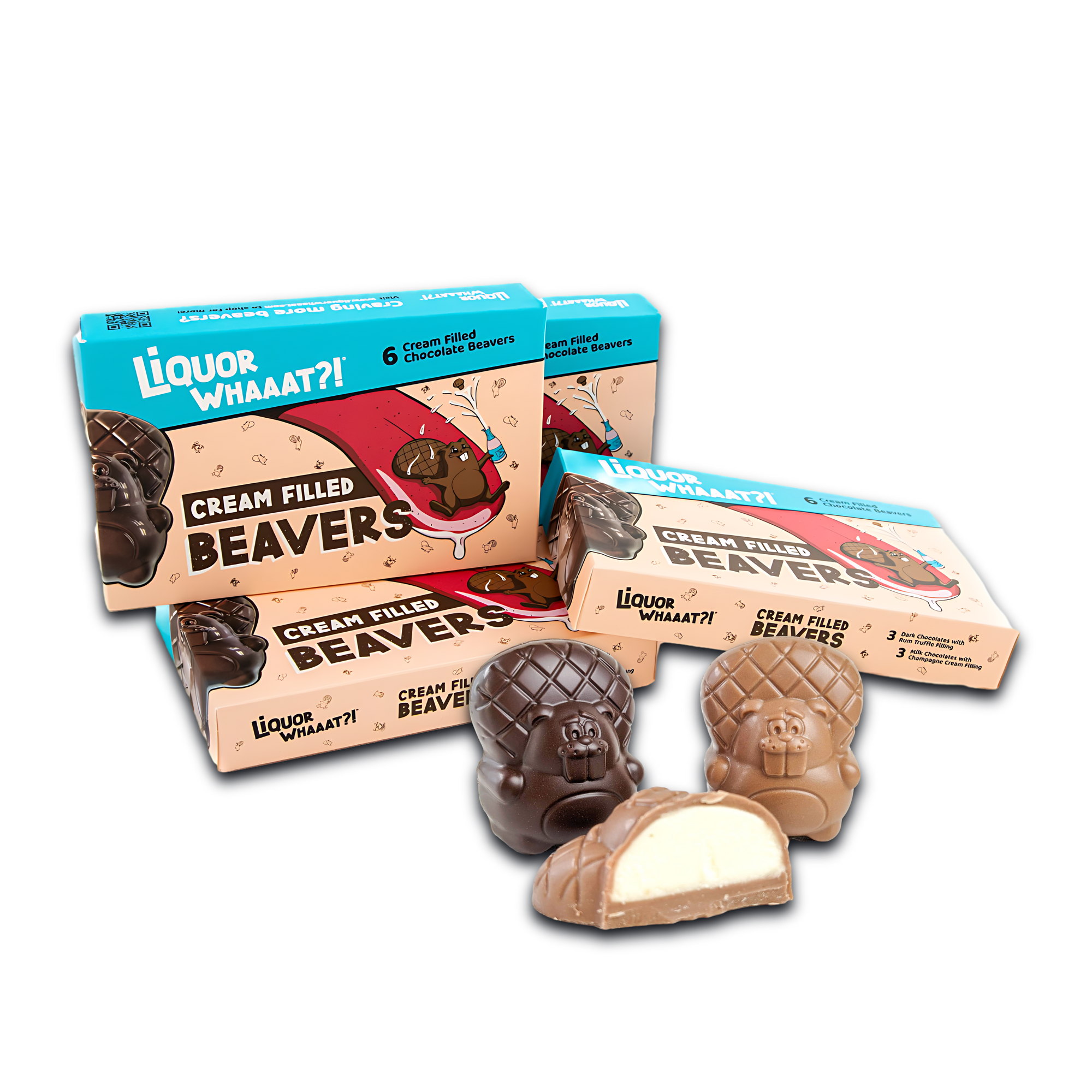 BOX OF 6 CHOCOLATE CREAM FILLED BEAVERS - NEW FLAVORS!