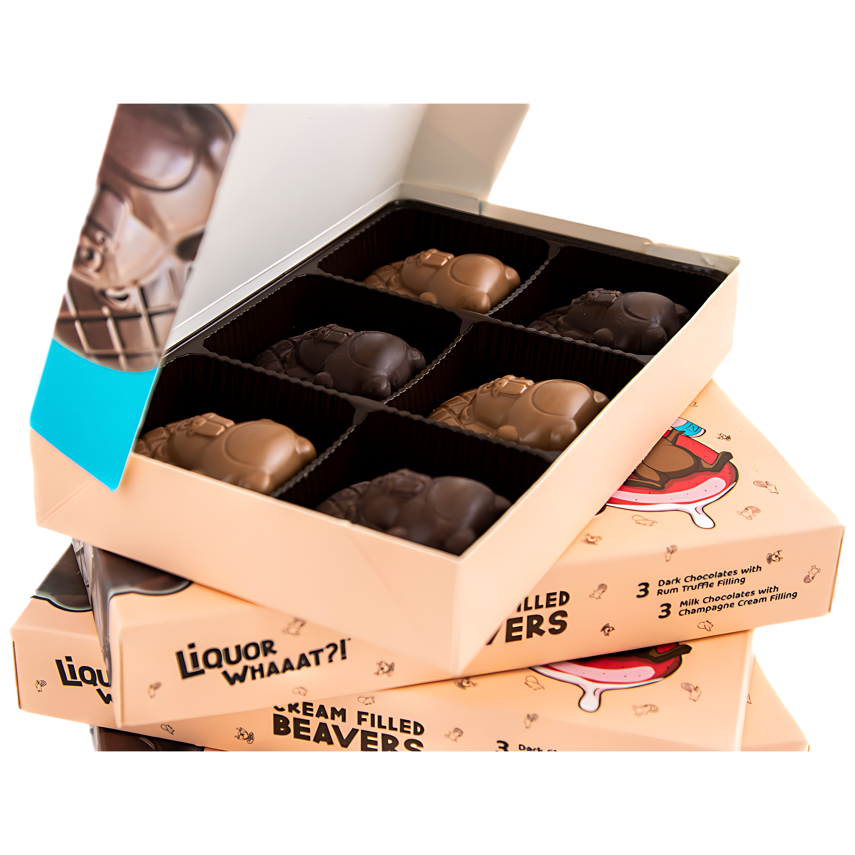 BOX OF 6 CHOCOLATE CREAM FILLED BEAVERS - NEW FLAVORS!