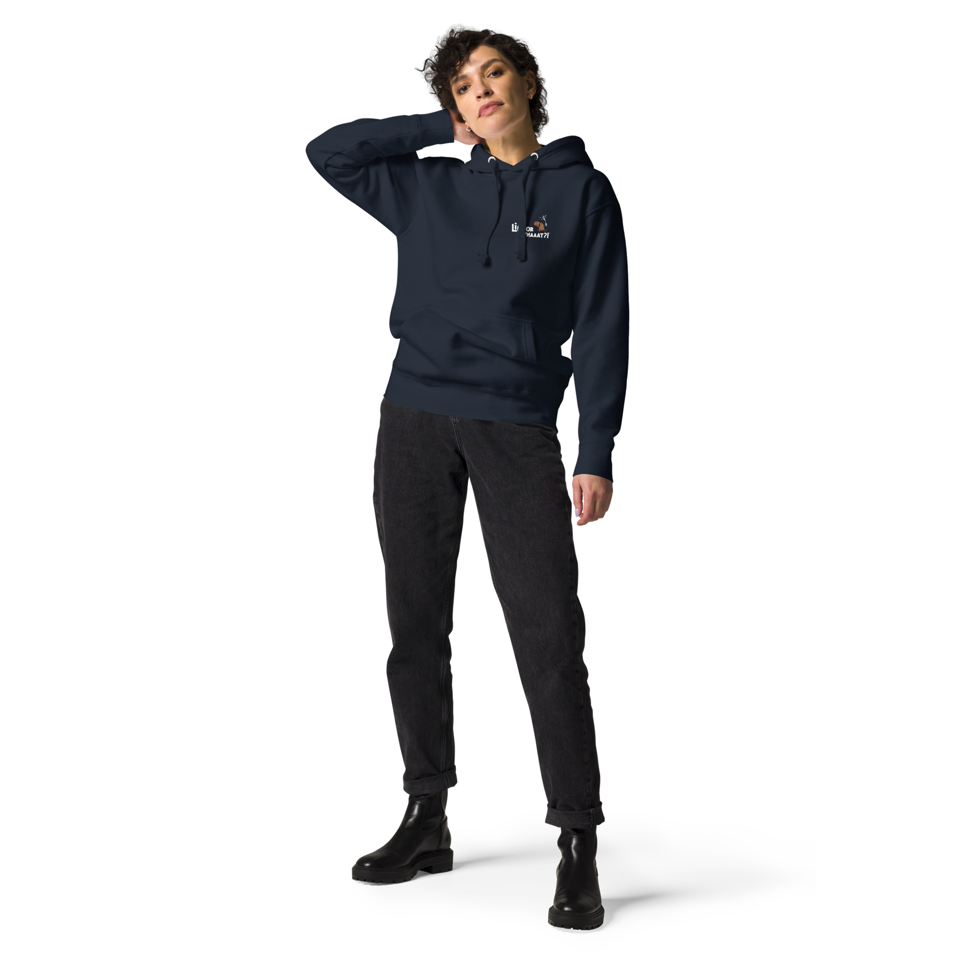 Liquor Whaaat Hoodie (white logo)