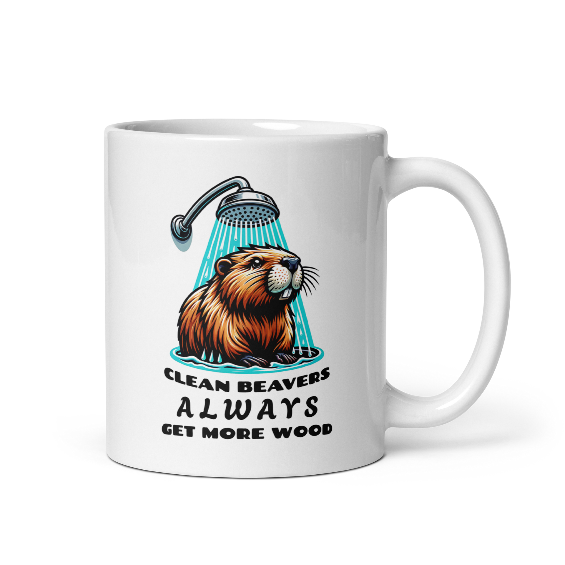 beaver stuck in coffee cup A Clean Beaver Always Gets More Wood Mug